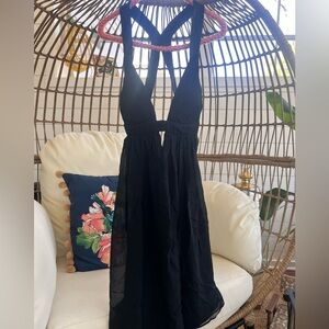 Cache Vintage Silk Black beaded winter formal prom dress 2
